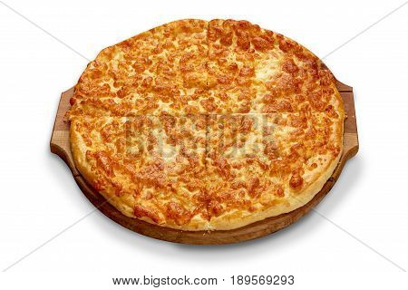 Khachapuri on blackboard isolated on white background isolation