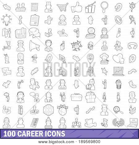 100 career icons set in outline style for any design vector illustration