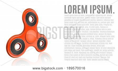 Red spinner on a white background. Modern toy antistress for fingers. 3d style. Glossy button. A place for your projects. Enter your text. Cover for advertising. Vector illustration. EPS 10