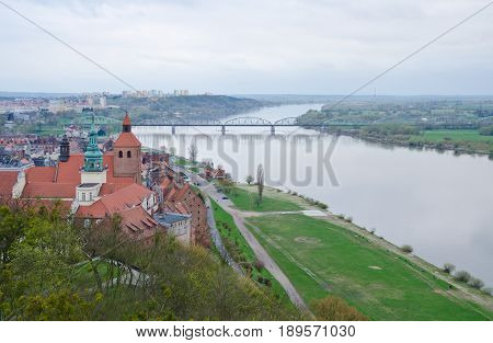 GRUDZIADZ, POLAND. 7th APRIL 2017. The ancient granaries in Grudziądz and this sweeping view of the Vistula are among the attractions drawing an increasing number of tourists to this often-overlooked Polish town.
