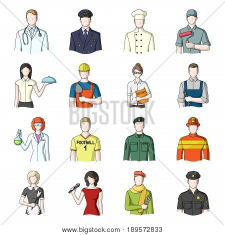Doctor, worker, military, artist and other types of profession.Profession set collection icons in cartoon style vector symbol stock illustration .