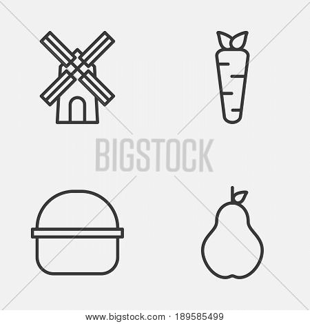 Gardening Icons Set. Collection Of Root, Package, Duchess And Other Elements. Also Includes Symbols Such As Mill, Farm, Package.