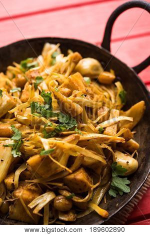Kathal ki Sukhi Sabzi or jackfruit vegetable recipe of fanas chi bhaji or phanas ki sabzi
