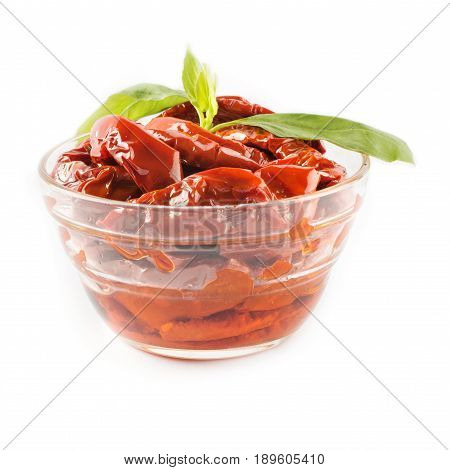 Italian Appetizer - Sundried Tomato In Bowl On The White Background