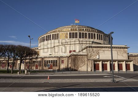 Hala Stulecia (Centennial Hall) also known as Hala Ludowa (People's Hall) in Wroclaw Poland UNESCO World Heritage Site
