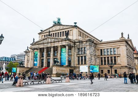 Historical Building On The Street Of Berlin City In Spring 2017