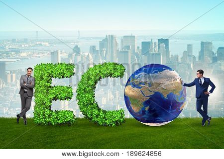 Businessman in recyling sustainable business concept