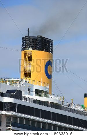 Velsen The Netherlands - May 30th 2017: Costa Mediterranea on North Sea Channel towards North Sea