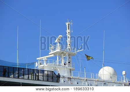 Velsen The Netherlands - May 30th 2017: Costa Mediterranea on North Sea Channel detail