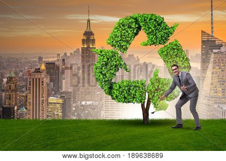 Businessman in recyling sustainable business concept