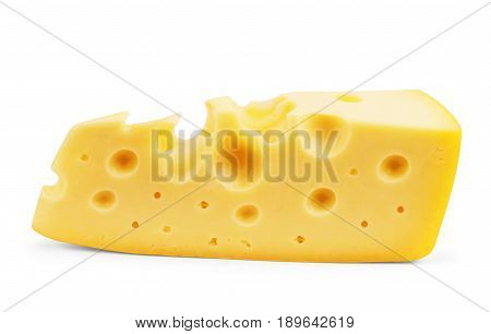 Piece of cheese isolated on white Emmentaler, Schweizer, Emmenthal