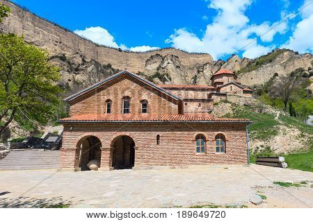 Panoramic view of ancient Shio-Mgvime monastery near Mtskheta, Georgia