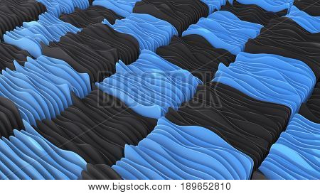 Abstract wavy shapes background 3D rendering, illustration