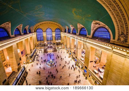 NEW YORK CITY - OCTOBER 28, 2016: Interior view of the main concourse at historic Grand Central Terminal.