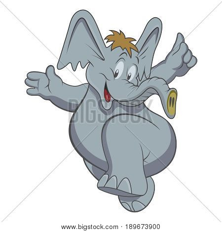 Cute elephant cartoon hand drawn vector illustration. Can be used for baby t-shirt print fashion print design kids wear baby shower celebration greeting and invitation card..