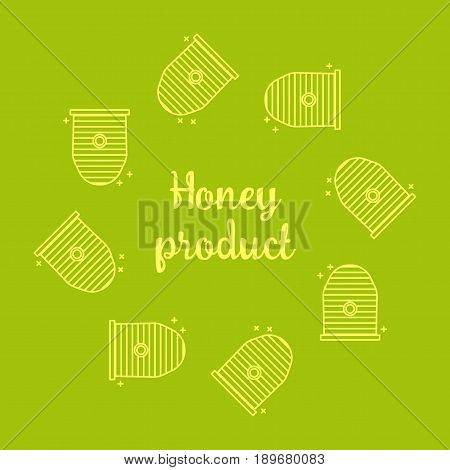 Flyer template with a circular ornament from bee hives in a linear style