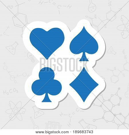 Vector flat sticker game casino cards suit icon on white background