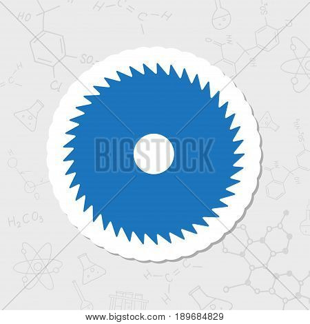 Vector flat sticker circular saw icon on white background