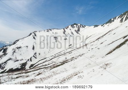 Snow mountain at japan alps tateyama kurobe alpine route
