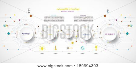 Vector infographic business timeline technology template integrated circles. Business concept with options. For content diagram flowchart steps parts timeline infographics workflow layout chartillustration