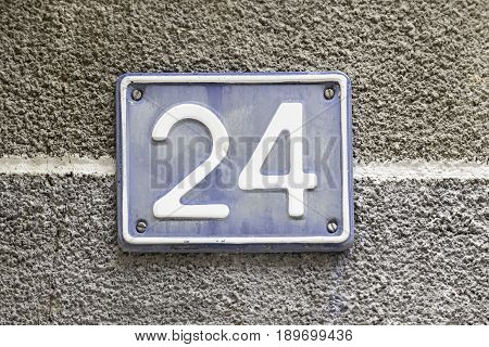 Number Twenty Detail Of A Plaque In The Town With The Number Twenty Four Signal And Symbol Figure
