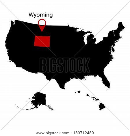 U.S. state on the . map Wyoming on a white background