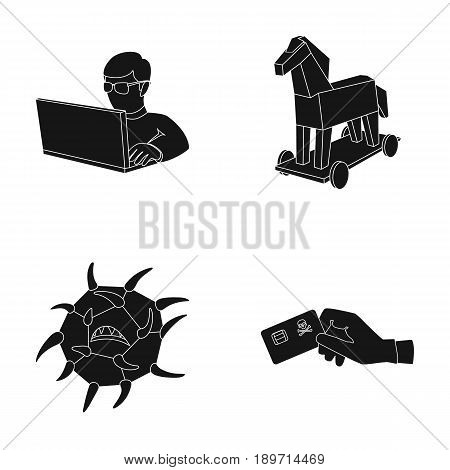 Hacker, hacking, system, internet .Hackers and hacking set collection icons in black style vector symbol stock illustration .