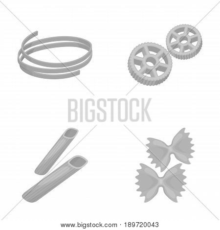 Different types of pasta. Types of pasta set collection icons in monochrome style vector symbol stock illustration .