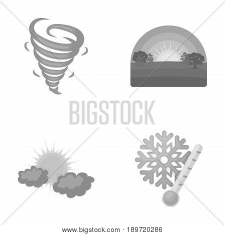 Tornado, sunrise, cloudiness, snow and frost. The weather set collection icons in monochrome style vector symbol stock illustration .