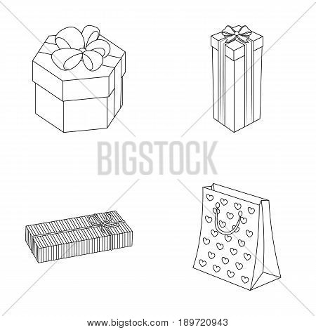 Gift box with bow, gift bag.Gifts and certificates set collection icons in outline style vector symbol stock illustration .