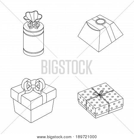 Gift box with bow, gift bag.Gifts and certificates set collection icons in outline style vector symbol stock illustration .