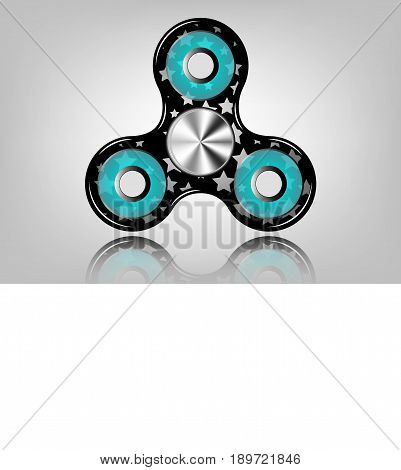 Fidget spinner icon - toy for stress relief and improvement of attention span. Filled colorful with stars