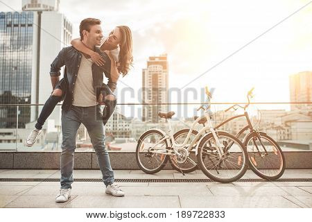 Romantic Couple With Bicycles