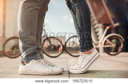 Romantic Couple With Bicycles