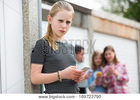 Pre Teen Girl Being Bullied By Text Message