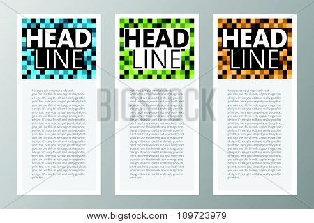 Collection Of Retro Square Blocks, Pixels Text Box For Web, App, Magazine... Etc. Vector Template.