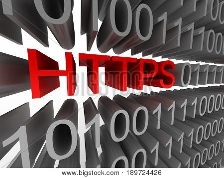 HTTPS in the form of binary code isolated on white background. High quality 3d render.