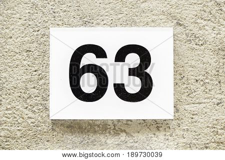 Plate With The Number Sixty-three
