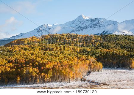 Autumn colors create a unique scenic beauty in the Rocky Mountains of Colorado.