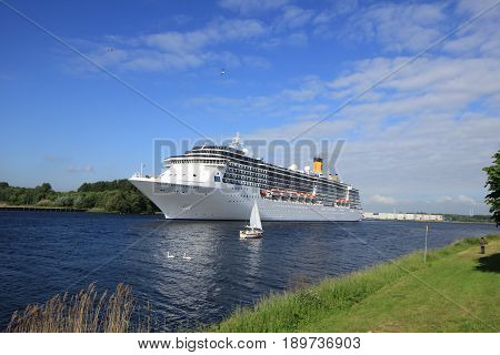 Velsen The Netherlands - May 30th 2017: Costa Mediterranea on North Sea Channel towards North Sea