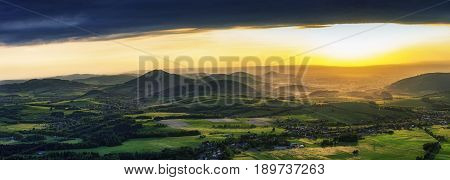 Panoramic view of the landscape at sunset/Czech Republic/