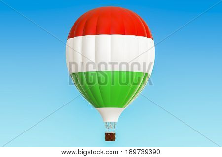 Hot air balloon with Hungary flag 3D rendering