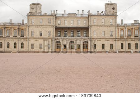 Gatchina, Leningrad region, Russia - 03, June, 2017. A fragment of the Gatchina Palace - residence of Russian emperors in the suburbs of St. Petersburg.
