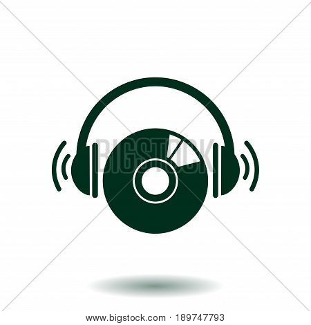 CD or DVD icon. Compact disk simbol. Flat design style.