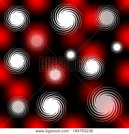 High contrasting seamless background with red blur stains and white swirl on black area