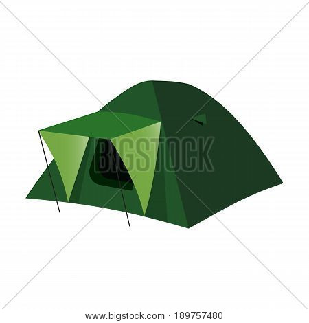 Isolated vector camping tent illustration in flat style on white background.