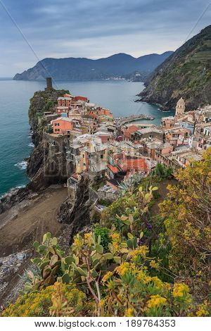 Vernazza fishermen village in Cinque Terre unesco world heritage in Italy