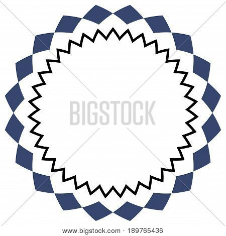 Etno simple blue and black circle zig zag ring frame