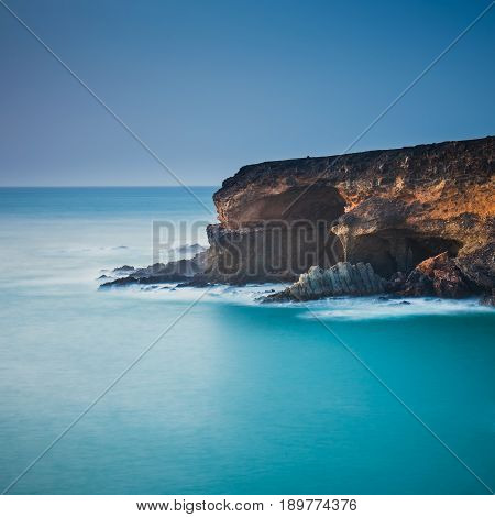 Caves Near Ajuy Village On Fuerteventura, Spain. Long Time Exposure