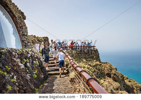 Mirador Del Rio, Lanzarote, March 31, 2017: People Enjoing Impressive View From Mirador Del Rio To I